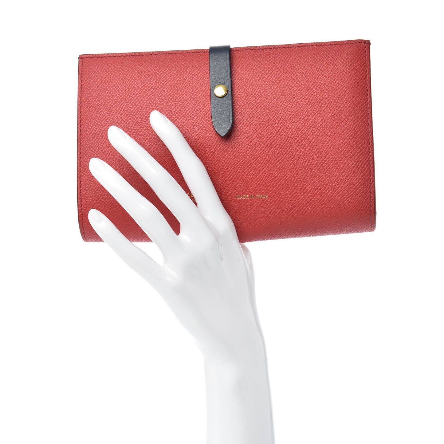 Grained Calfskin Large Multifunction Strap Wallet Coquelicot
