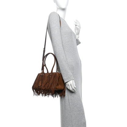 Prada Suede Fringe Galleria Medium Double Zip Tote Cocoa Brown 2 of 13