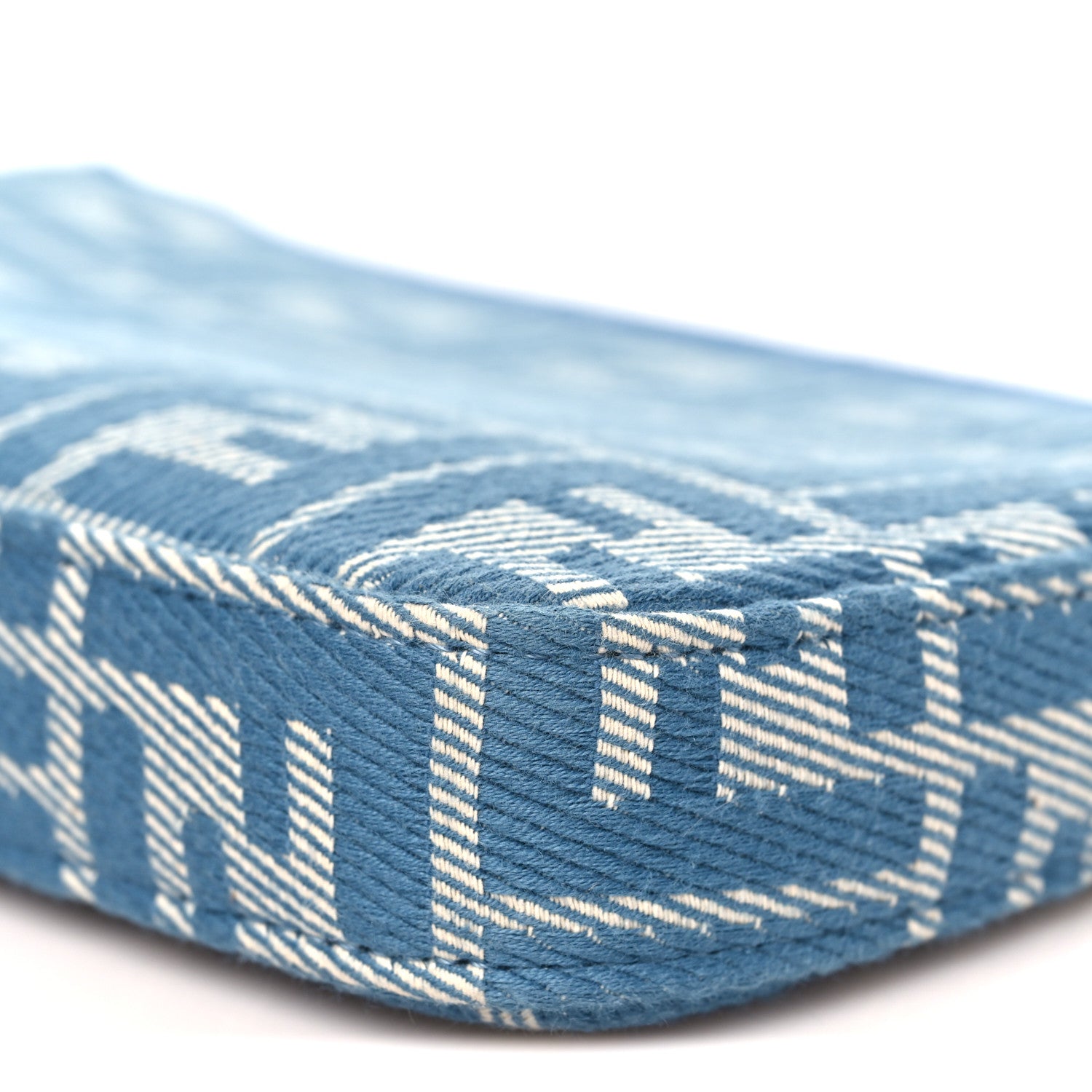 Fendi Denim Effect Fabric Jacquard FF Baguette Pouch Blue 10 of 11