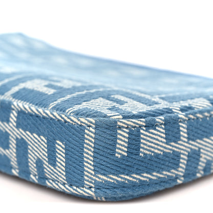 Fendi Denim Effect Fabric Jacquard FF Baguette Pouch Blue 10 of 11