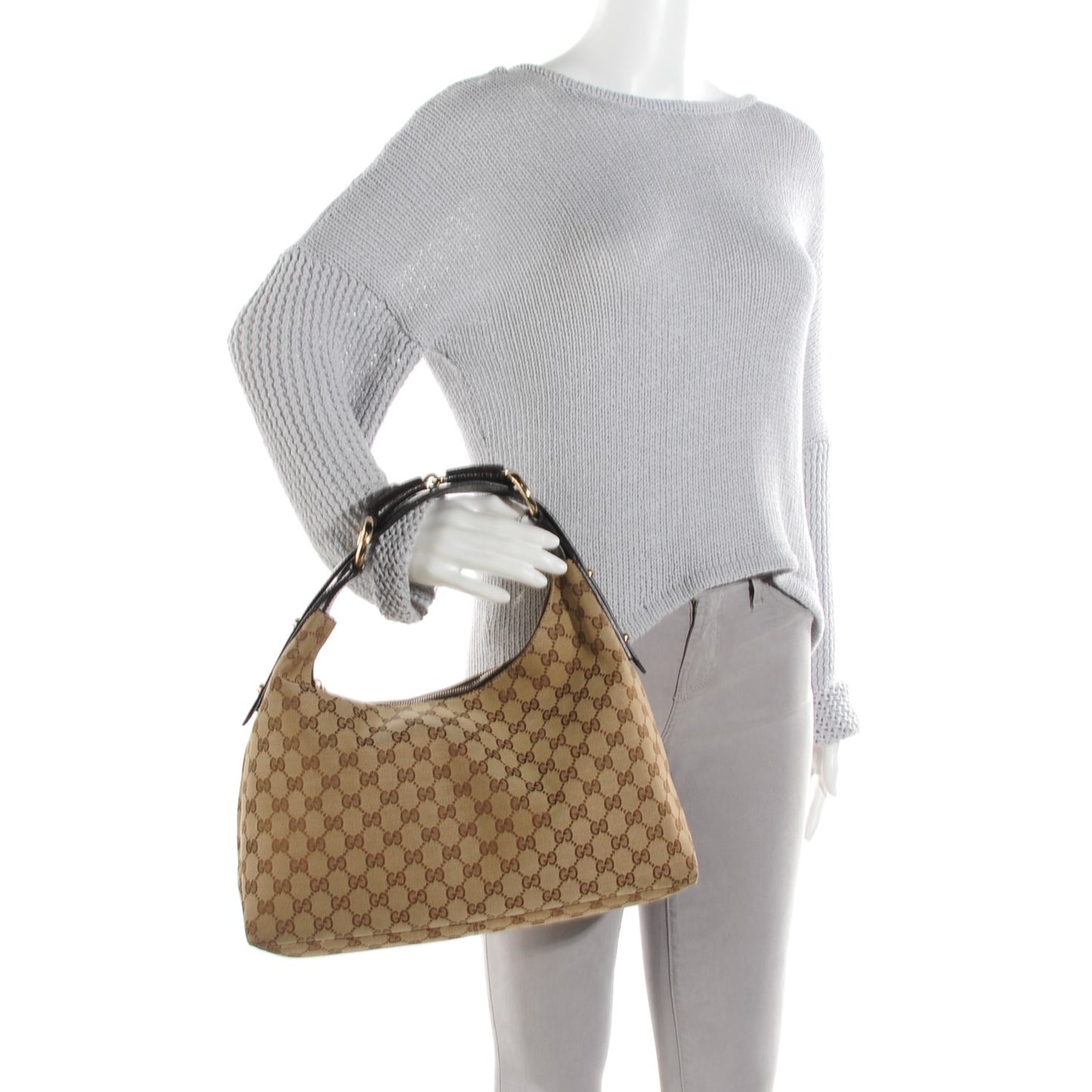 Monogram Medium Horsebit Chain Hobo Dark Brown