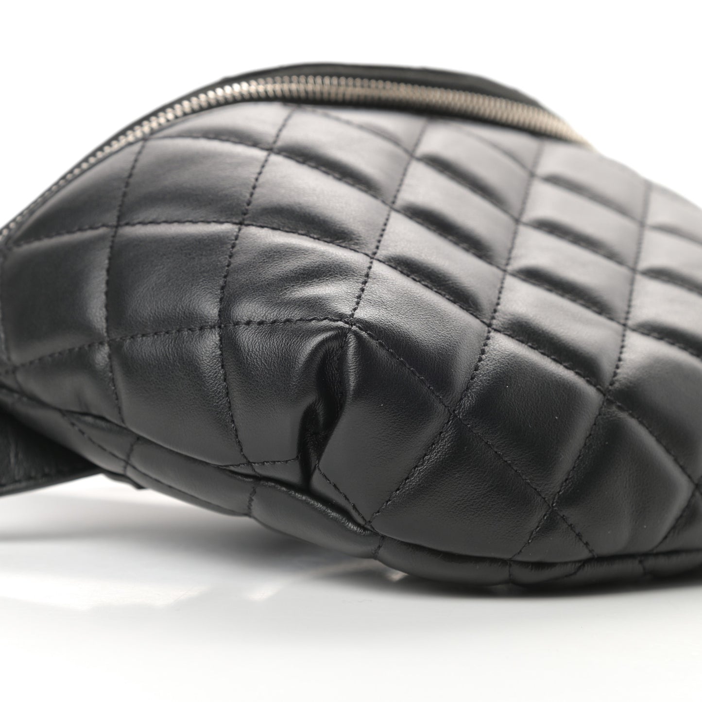 Lambskin Quilted Waist Belt Bag Black