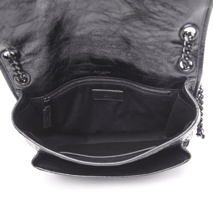 Saint Laurent Crinkled Calfskin Matelasse Monogram Medium Niki Chain Satchel Black 4 of 10