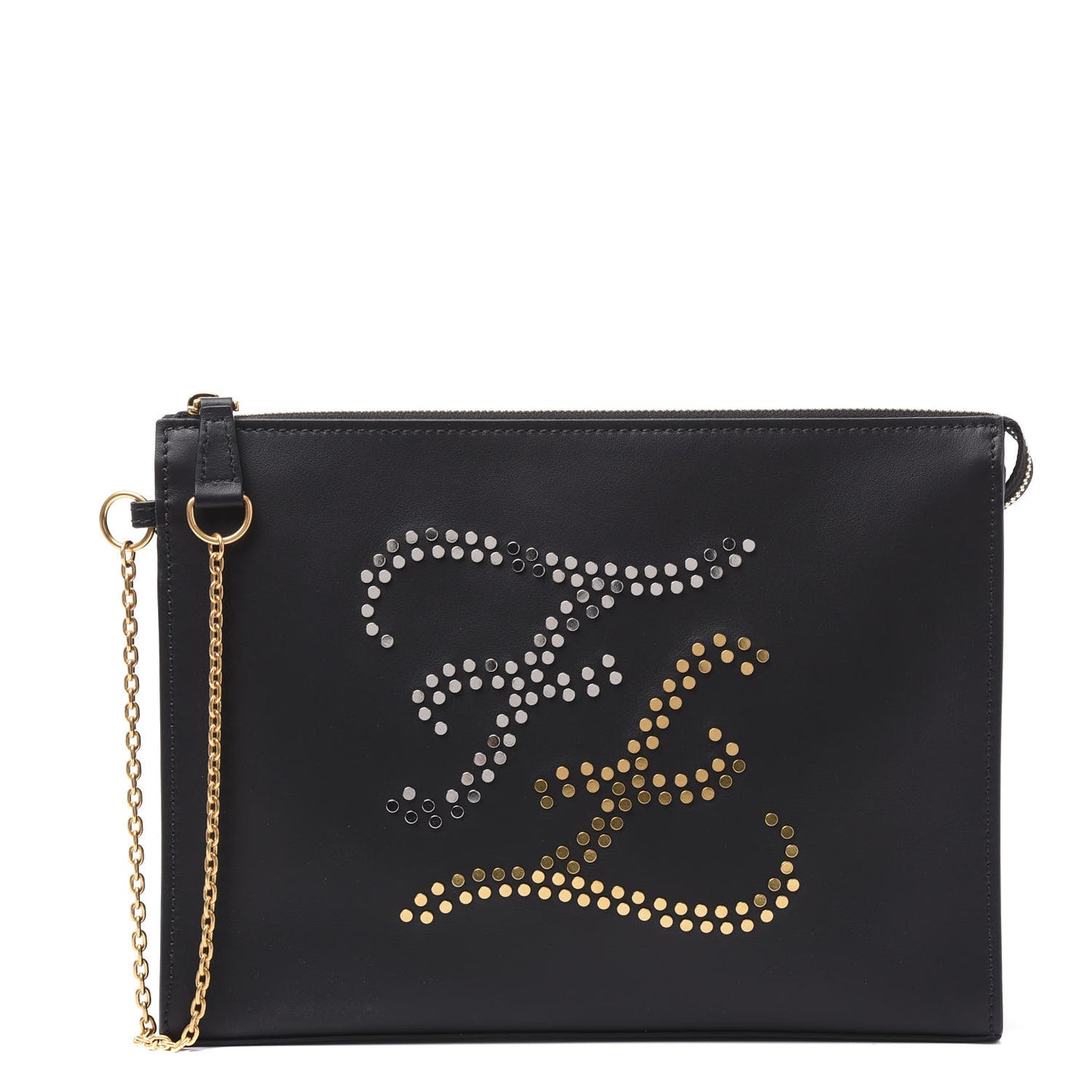 Vitello Grace Studded Karligraphy Pouch Black