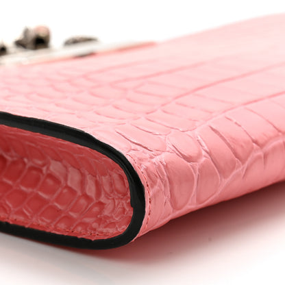 Alexander McQueen Calfskin Crocodile Embossed Knuckle Flat Clutch Coral 8 of 9