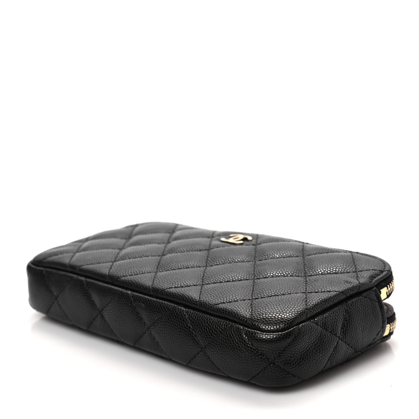 Caviar Quilted Small Clutch With Chain Black