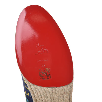 Christian Louboutin Tissu Mens Papi Hugo Medailles Flat Espadrille 42 Navy Gold 6 of 9