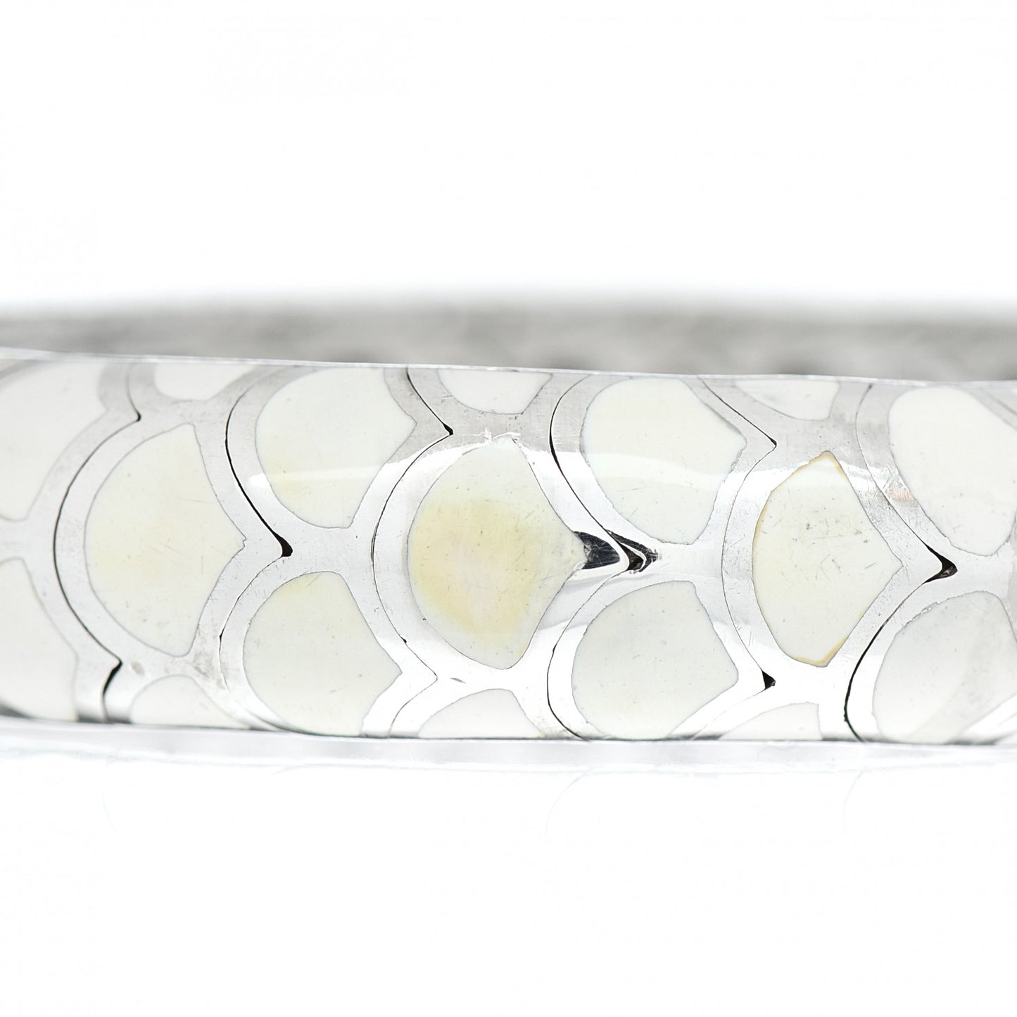 Sterling Silver Enamel Slim Flex Naga Cuff Bracelet White