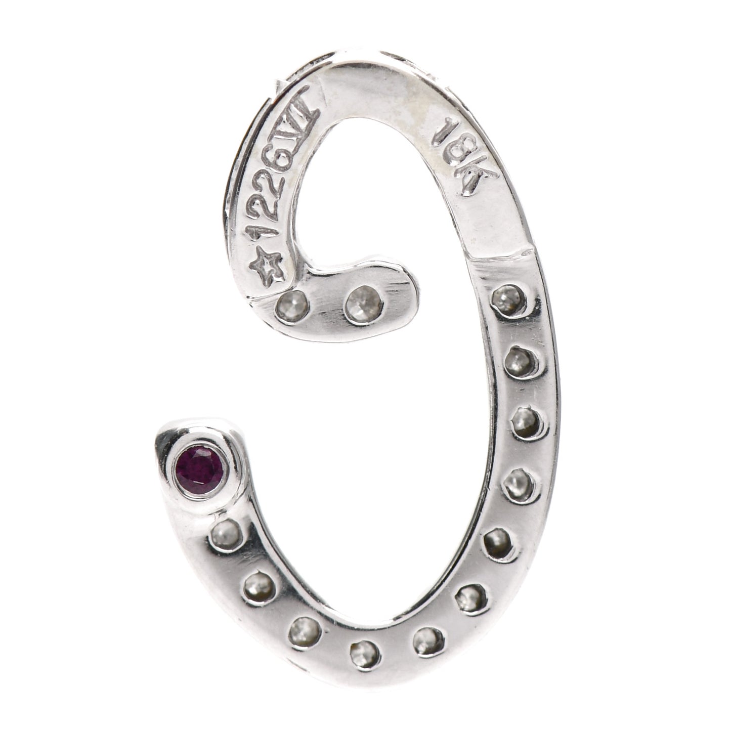 18K White Gold Diamond Cursive Letter C Pendant