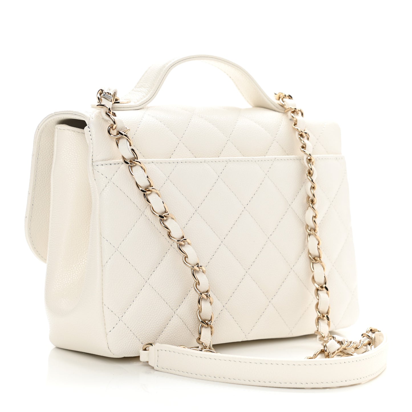 Caviar Quilted Medium Business Affinity Flap White