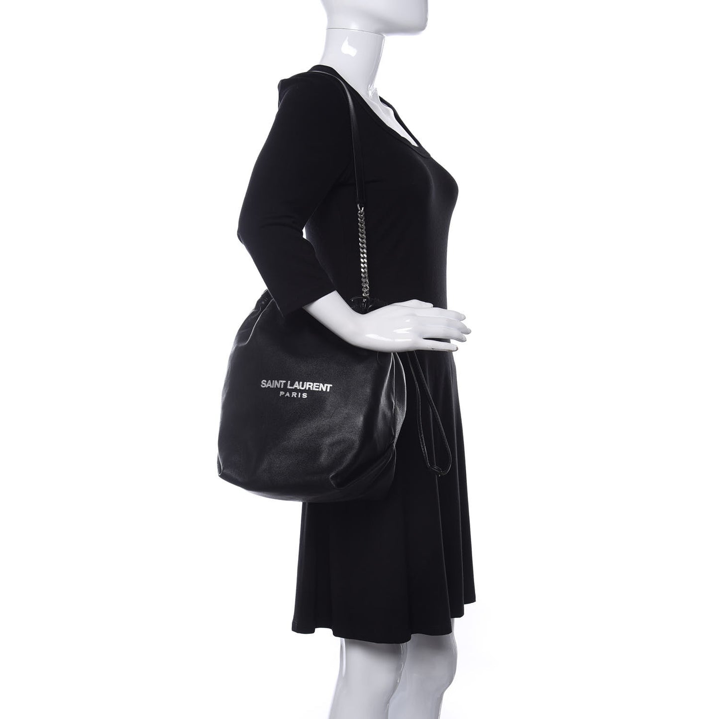 Lambskin Teddy Drawstring Bag Black