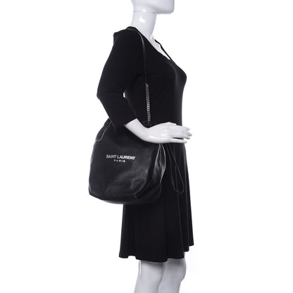 Saint Laurent Lambskin Teddy Drawstring Bag Black 2 of 8