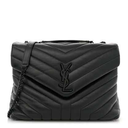Saint Laurent Calfskin Y Quilted Monogram Monochrome Medium Loulou Chain Satchel Black 1 of 15