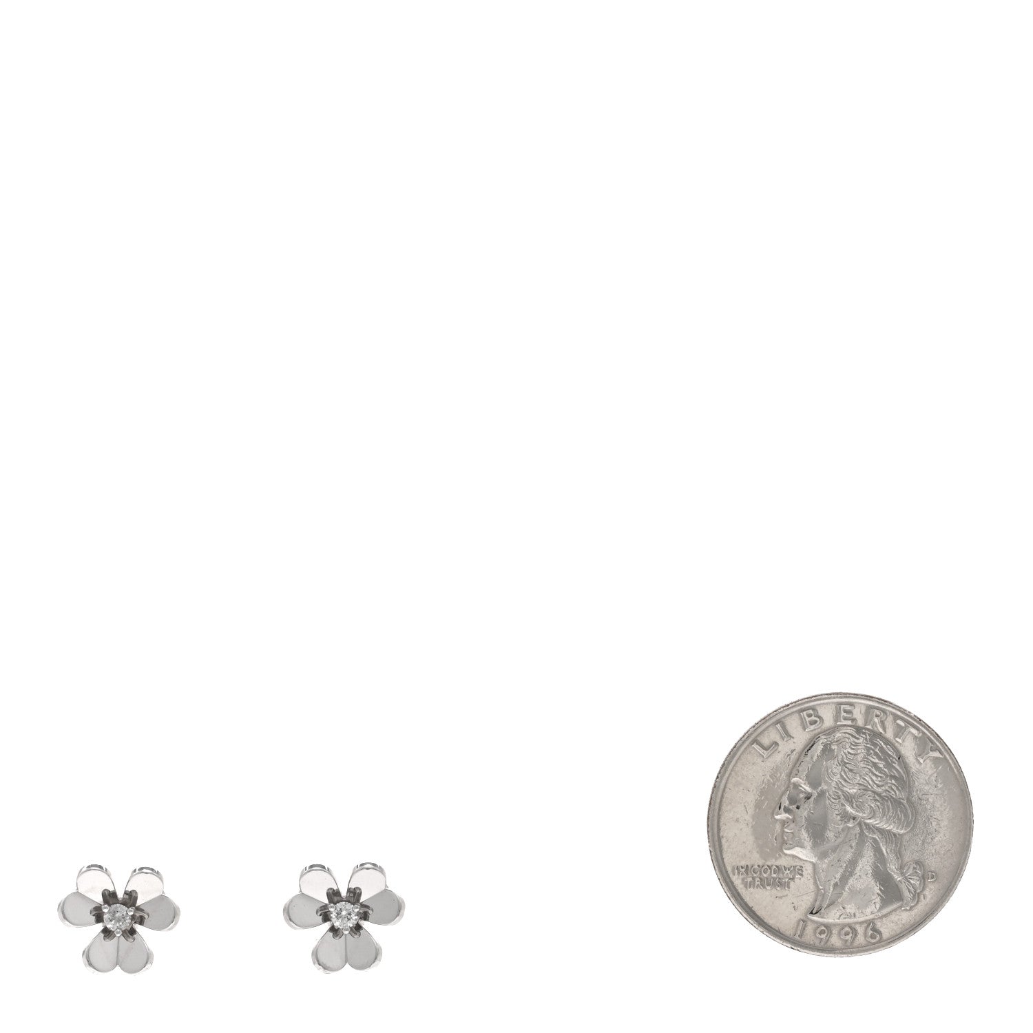 Van Cleef & Arpels 18K White Gold Diamond Mini Frivole Earrings 2 of 5