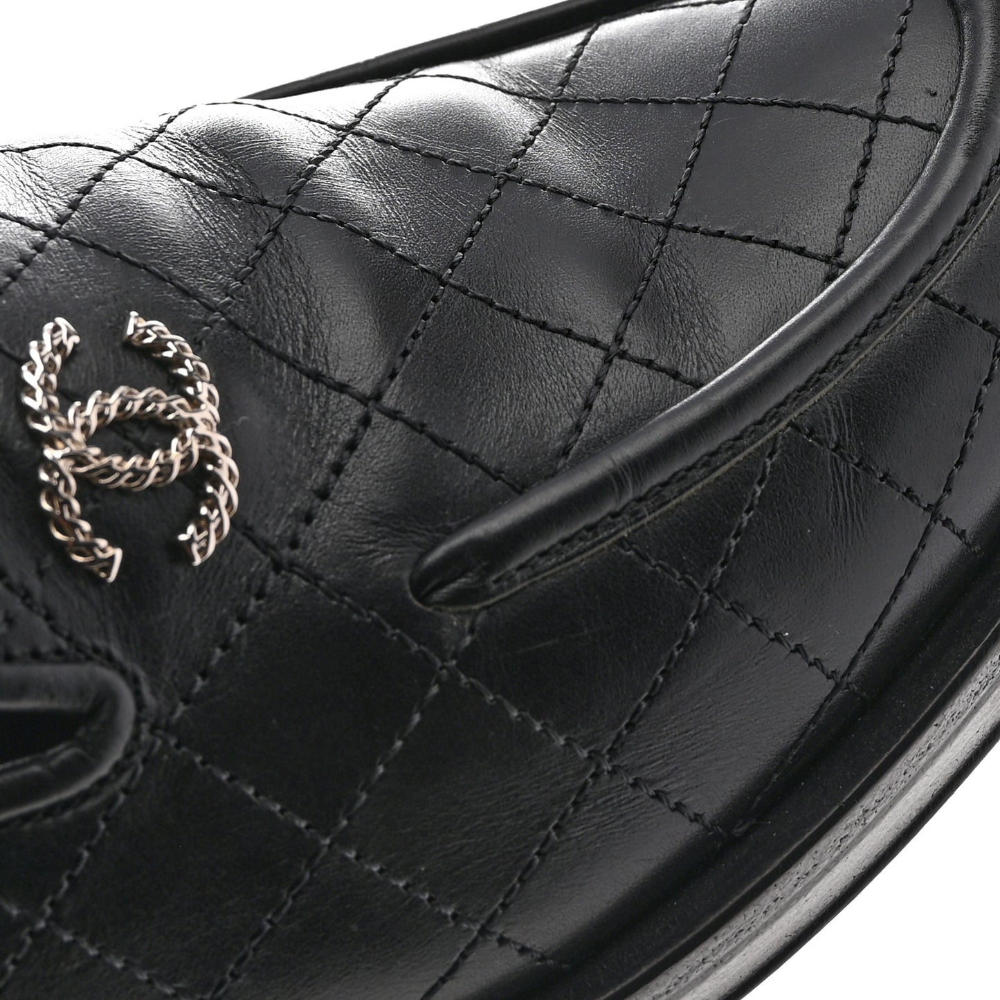 Calfskin Stitched CC Loafers 39 Black