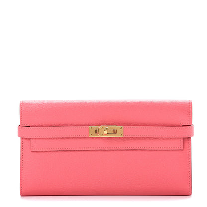 Hermes Chevre Mysore Kelly Longue Wallet Rose Lipstick 1 of 7