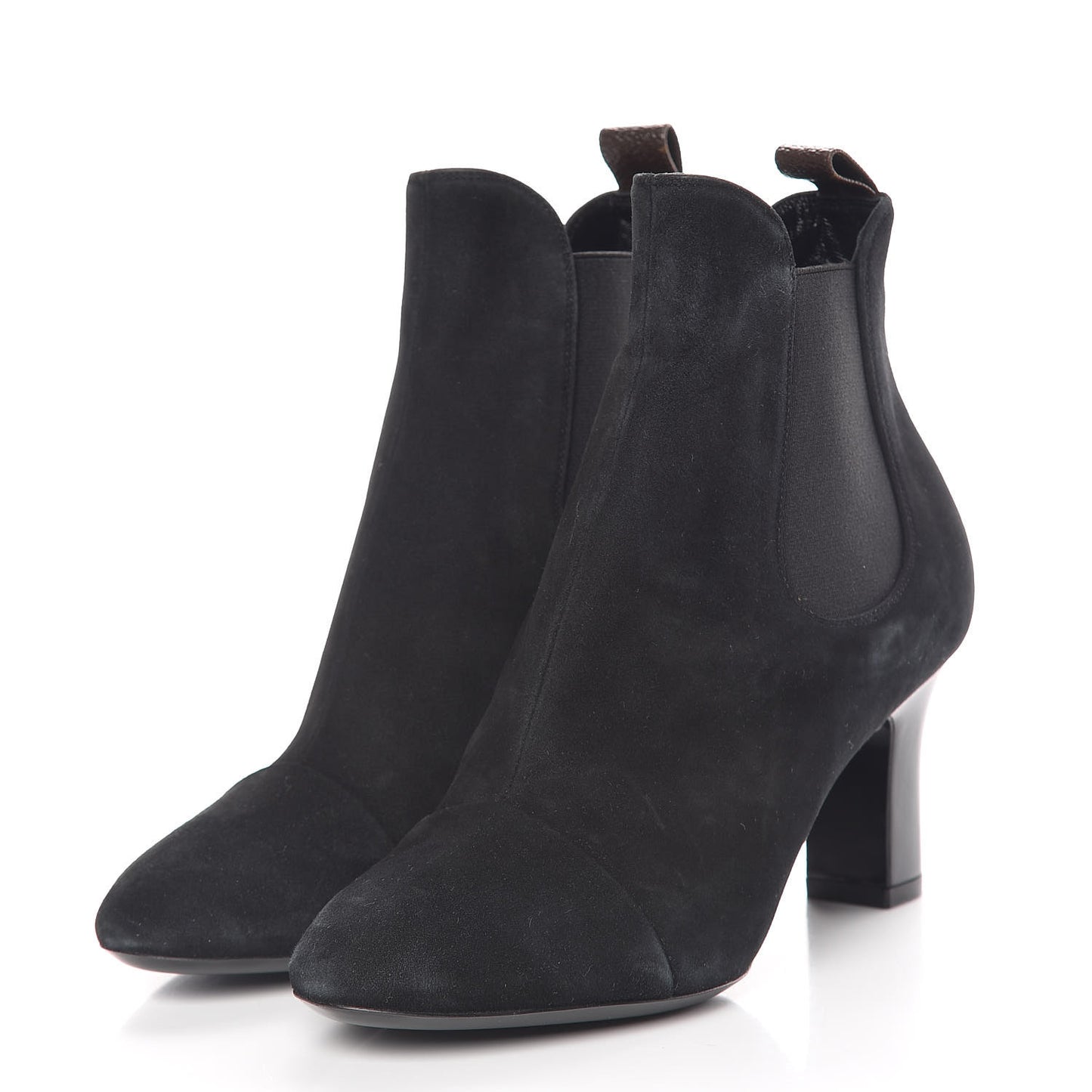Suede Monogram Uniformes Cap Toe Chelsea 75mm Ankle Boots 36.5 Black