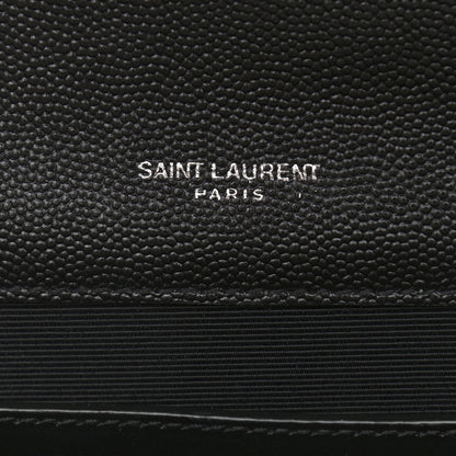 Saint Laurent Grain De Poudre Textured Mixed Matelasse Triquilt Medium Monogram Satchel Black 6 of 10