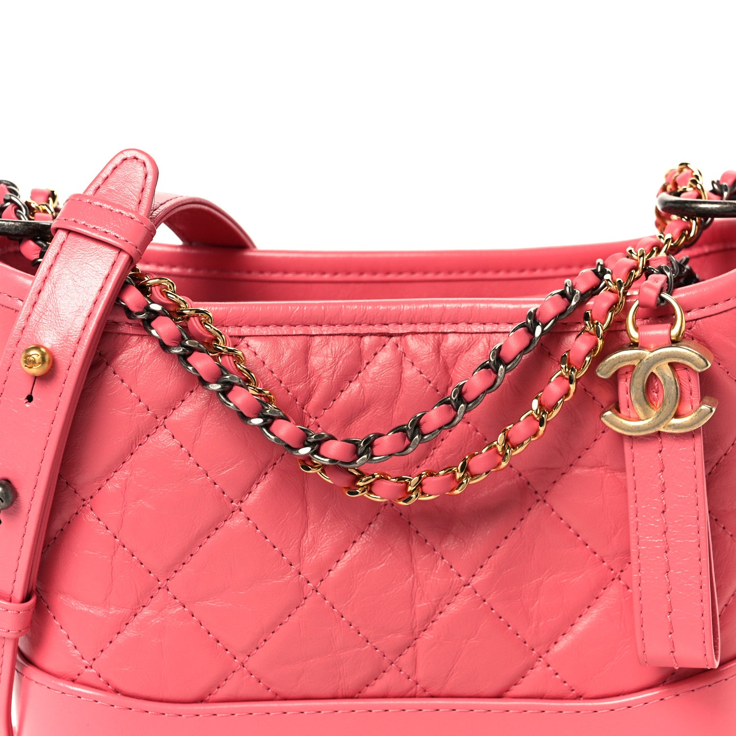 Chanel Aged Calfskin Quilted Small Gabrielle Hobo Pink 8 of 10