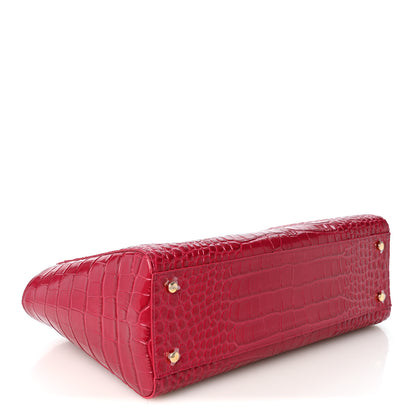 Chanel Calfskin Crocodile Embossed Archetype Small Shopping Tote Fuchsia 4 of 11