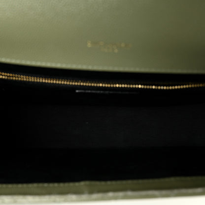 Saint Laurent Grain De Poudre Textured Mixed Matelasse Large Triquilt Monogram Satchel Light Sage 5 of 12