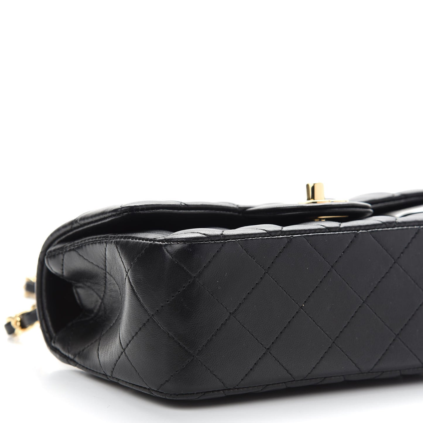 Lambskin Quilted Mini Rectangular Flap Black