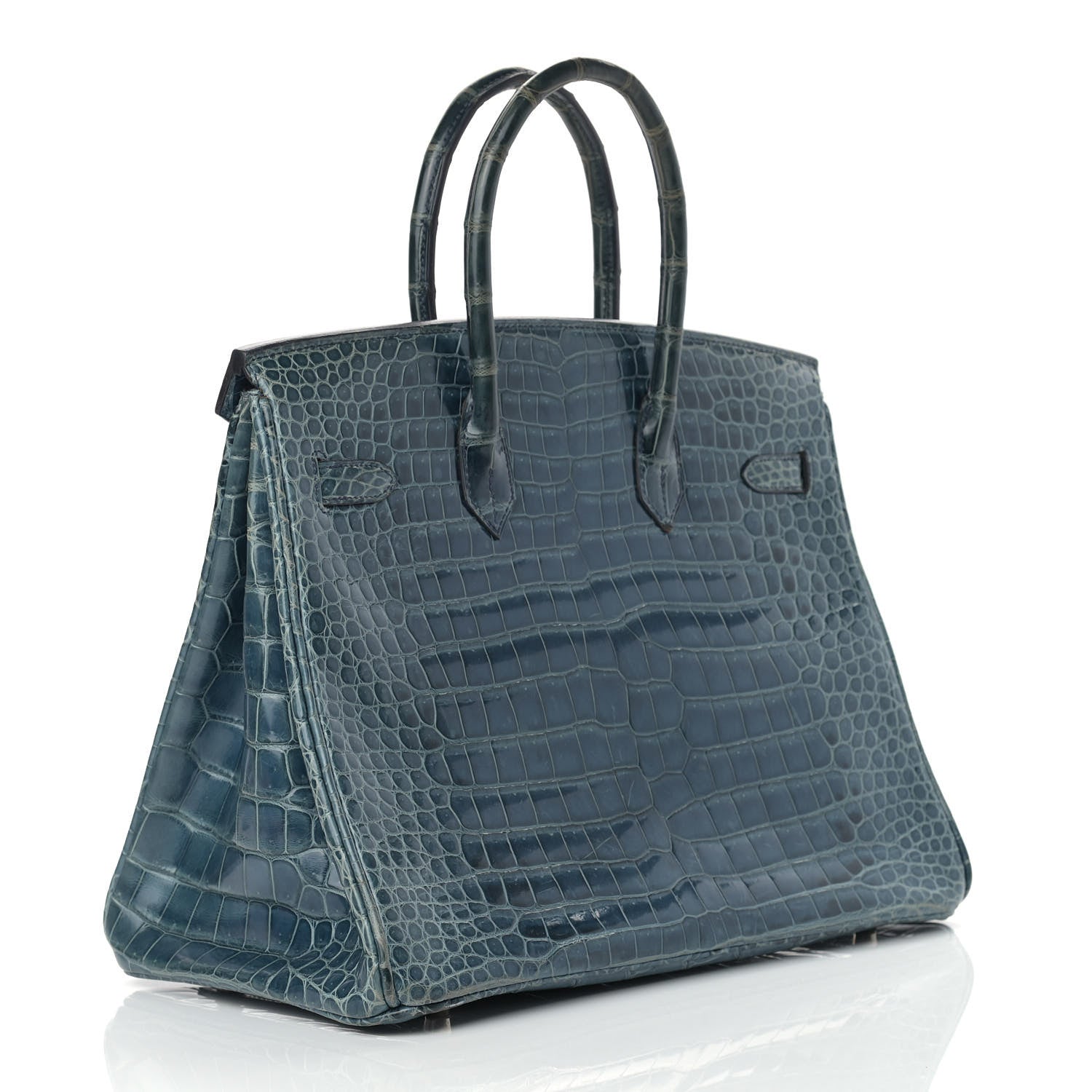 Hermes Shiny Porosus Crocodile Birkin 35 Bleu Roi 3 of 39