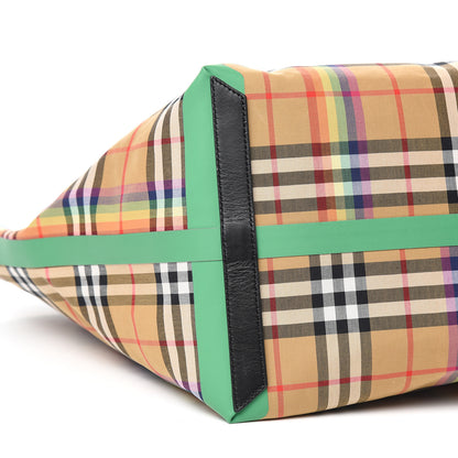 Burberry Vintage Rainbow Check Extra Large The Giant Reversible Tote Antique Yellow 12 of 17