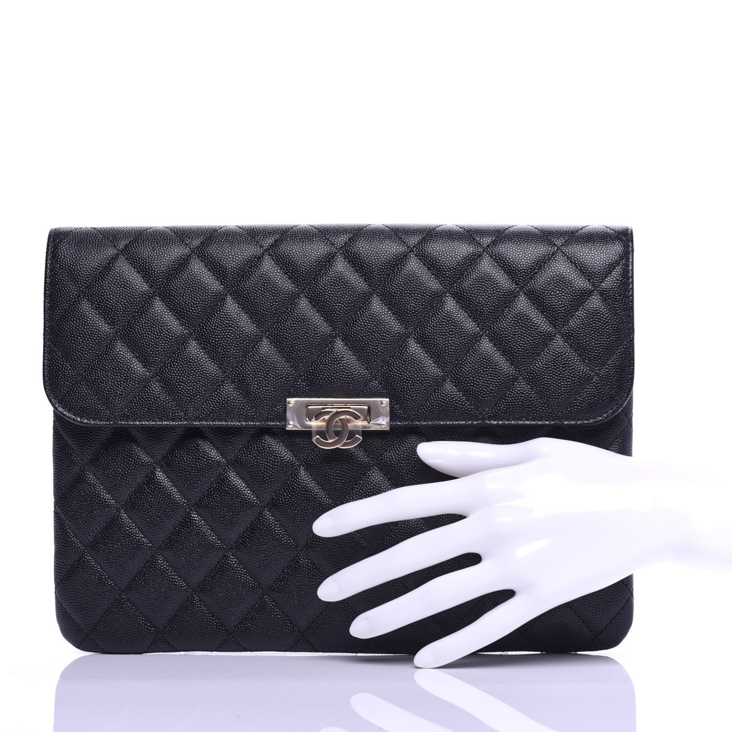 Chanel Caviar Quilted Medium Golden Class Pouch Black 2 of 8