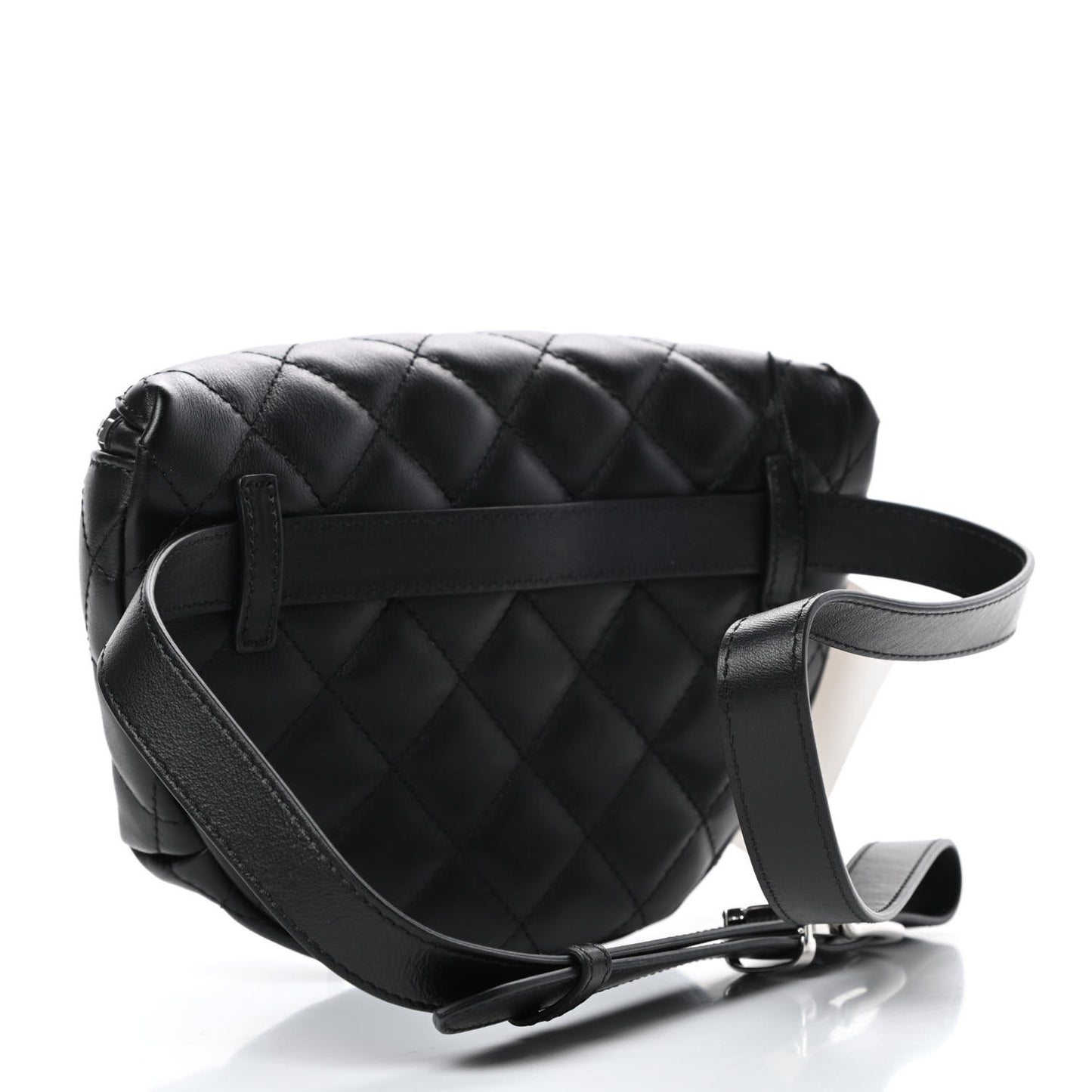 Lambskin Quilted Waist Belt Bag Black