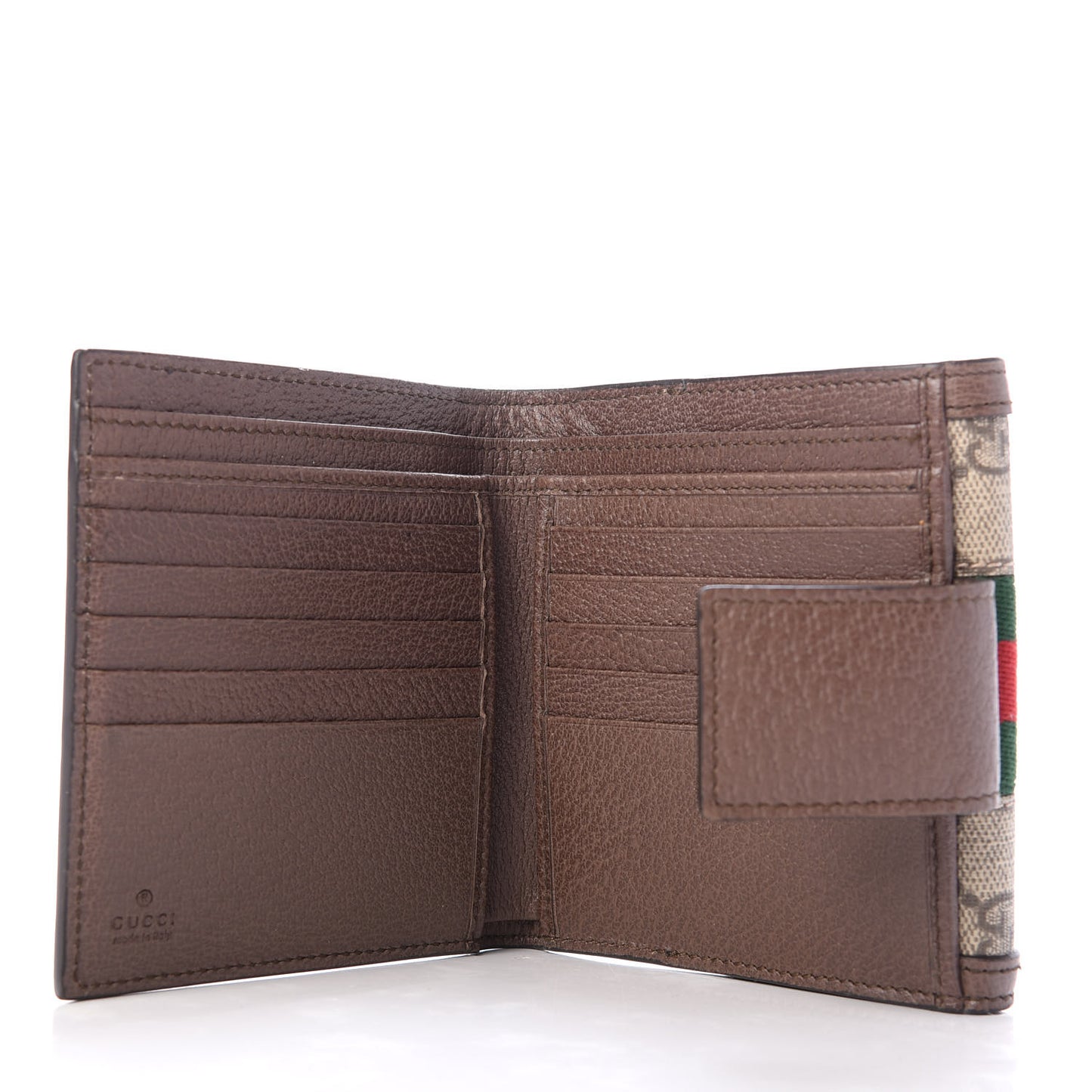 GG Supreme Monogram Web Ophidia French Flap Wallet Beige New Acero