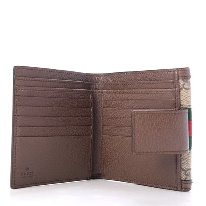 Gucci GG Supreme Monogram Web Ophidia French Flap Wallet Beige New Acero 5 of 6