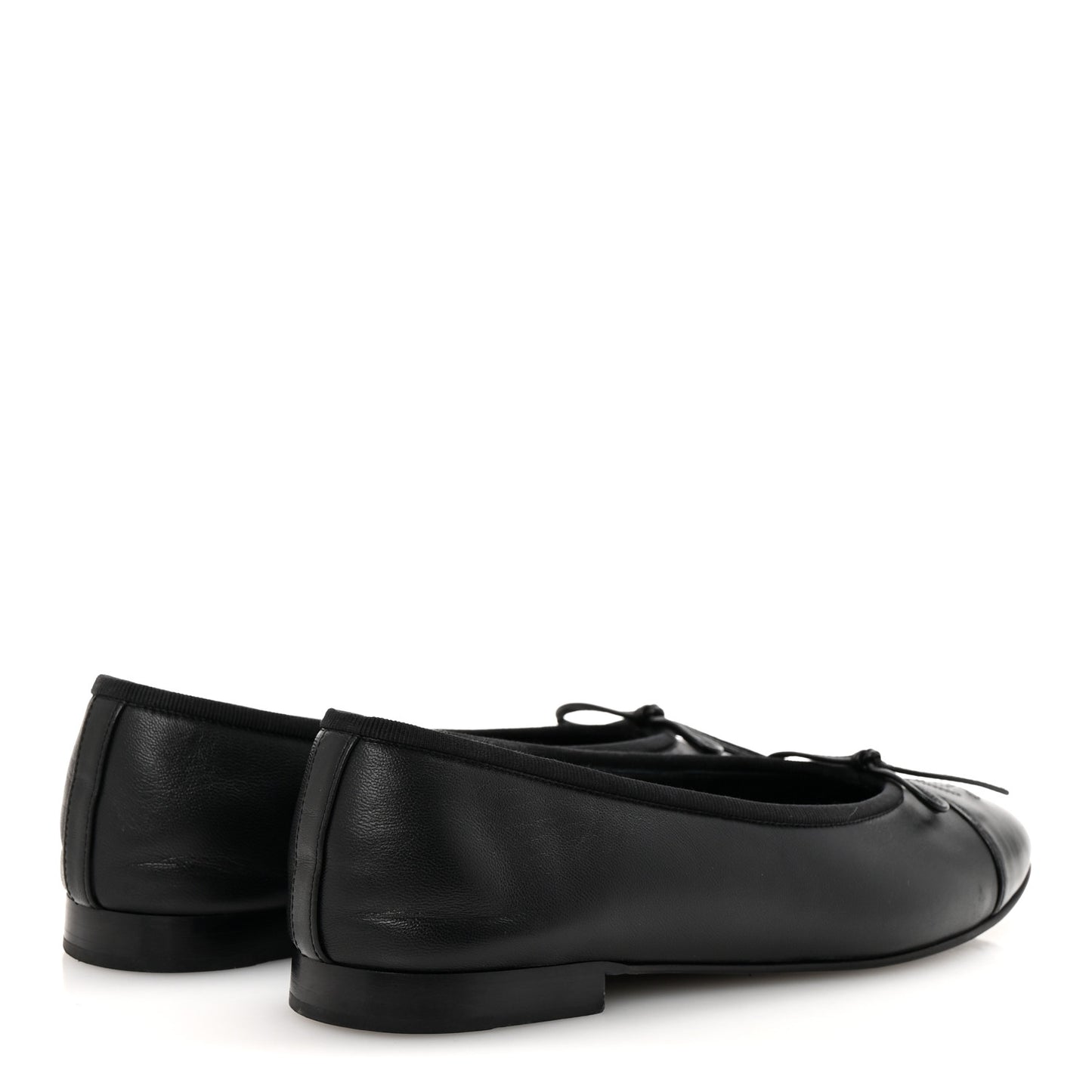 Lambskin Cap Toe Ballerina Flats 37.5 Black