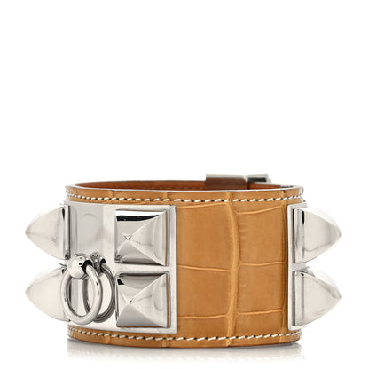 Hermes Matte Alligator Collier De Chien CDC Bracelet S Maize 1 of 5