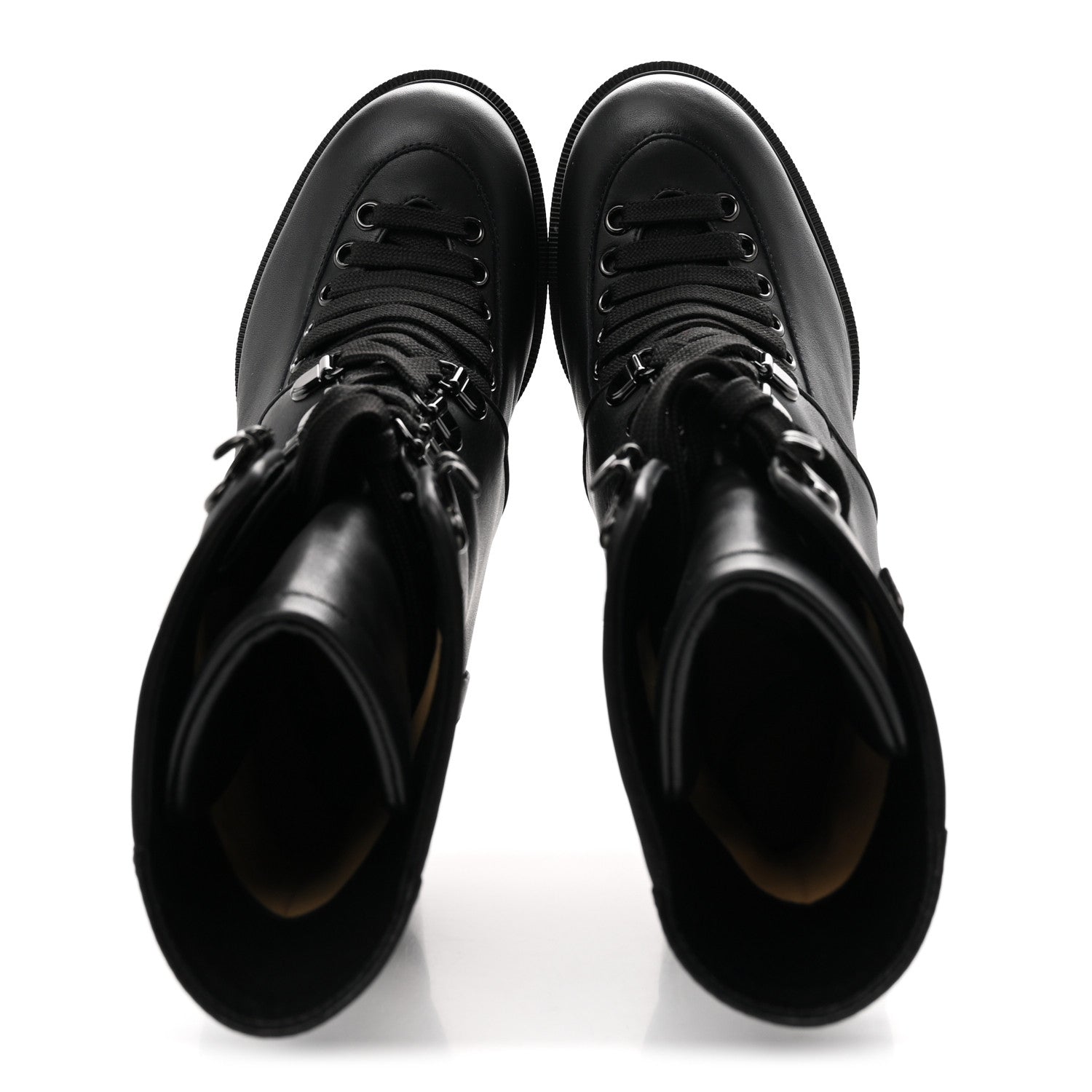 Christian Louboutin Calfskin Macademia 100 Combat Boots 37.5 Black 2 of 9