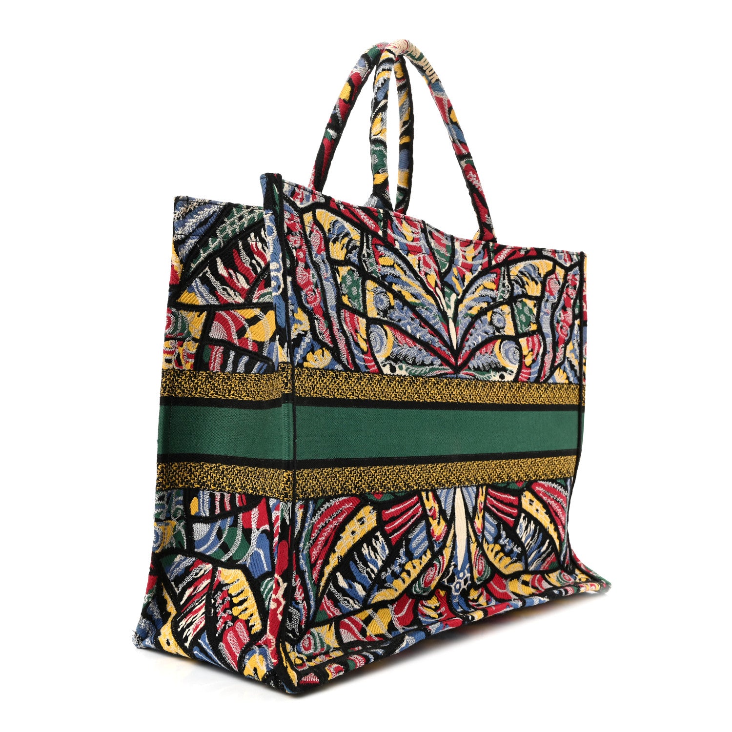 Christian Dior Canvas Embroidered Butterfly Book Tote Black