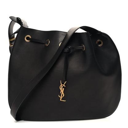 Saint Laurent Smooth Calfskin Paris VII Large Flat Hobo Black 3 of 13