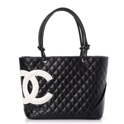 Chanel Calfskin Quilted Large Cambon Tote Black White 1 of 9