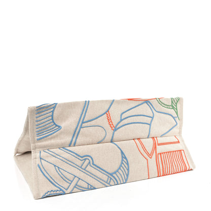 Hermes H Canvas Embroidered Thalassa Beach Bag Multicolor 4 of 9