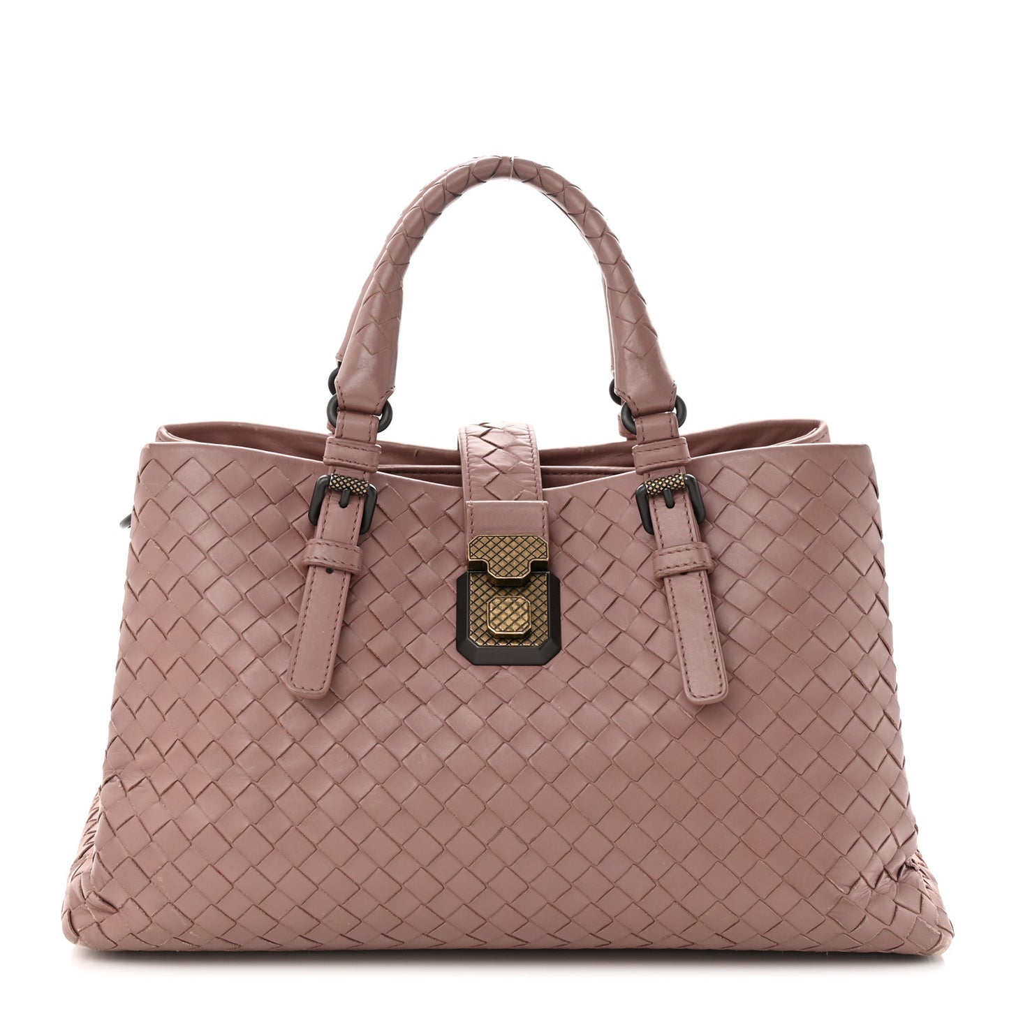 Light Calfskin Intrecciato Small Roma Deco Rose