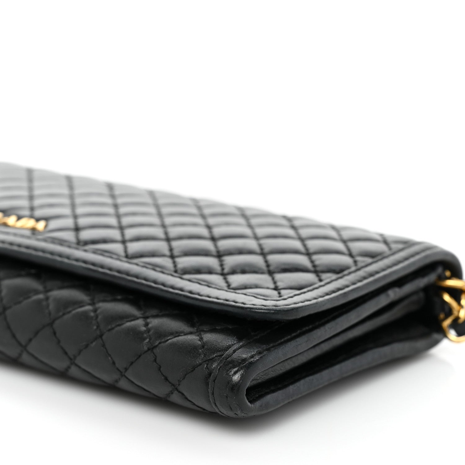 Prada Soft Calfskin Quilted Chain Wallet Black 9 of 17