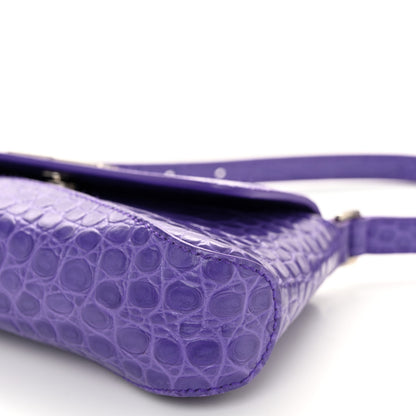 Balenciaga Shiny Super Supple Calfskin Crocodile Embossed Small XX Flap Stretch Bag Purple 9 of 13