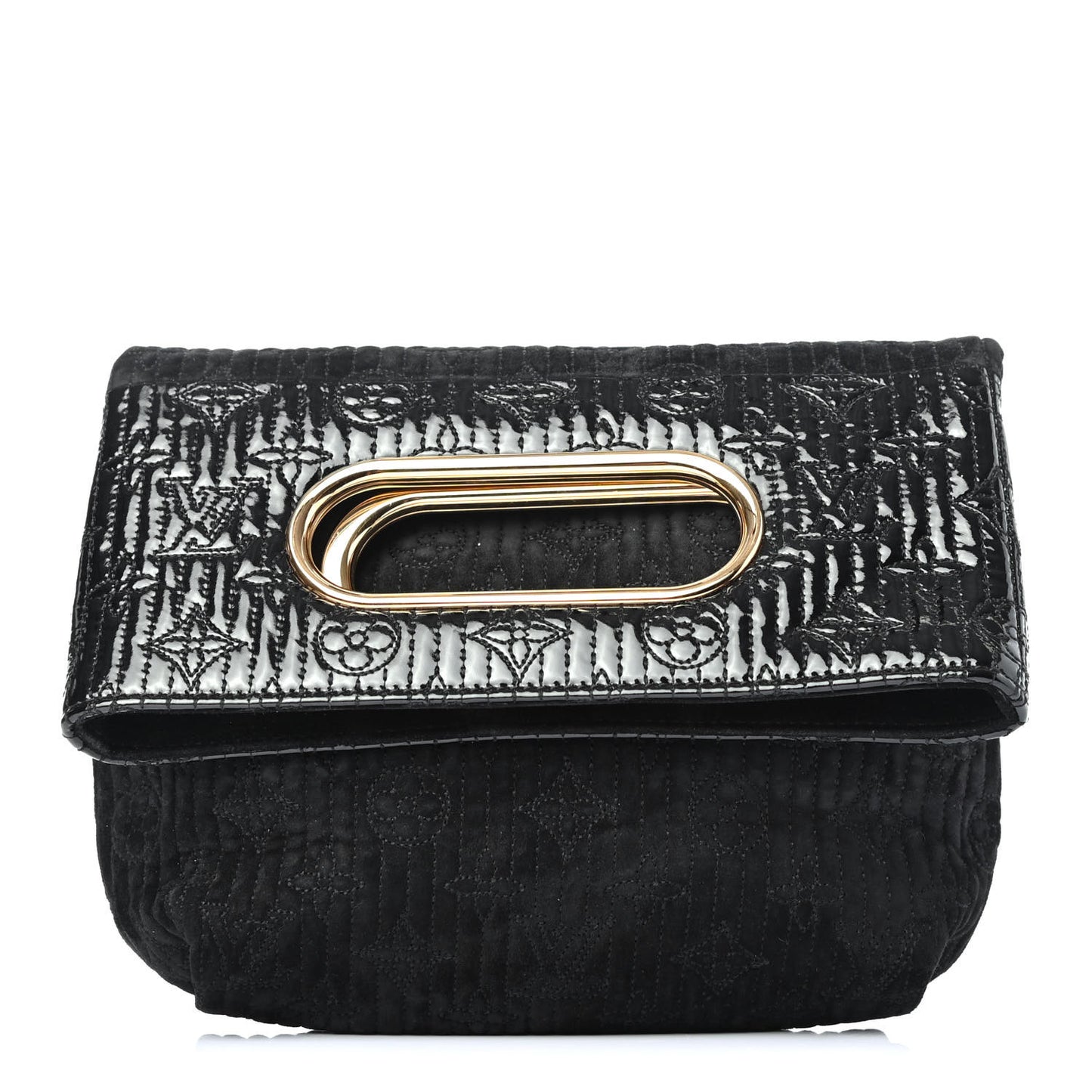Suede Monogram Motard Afterdark Clutch Black