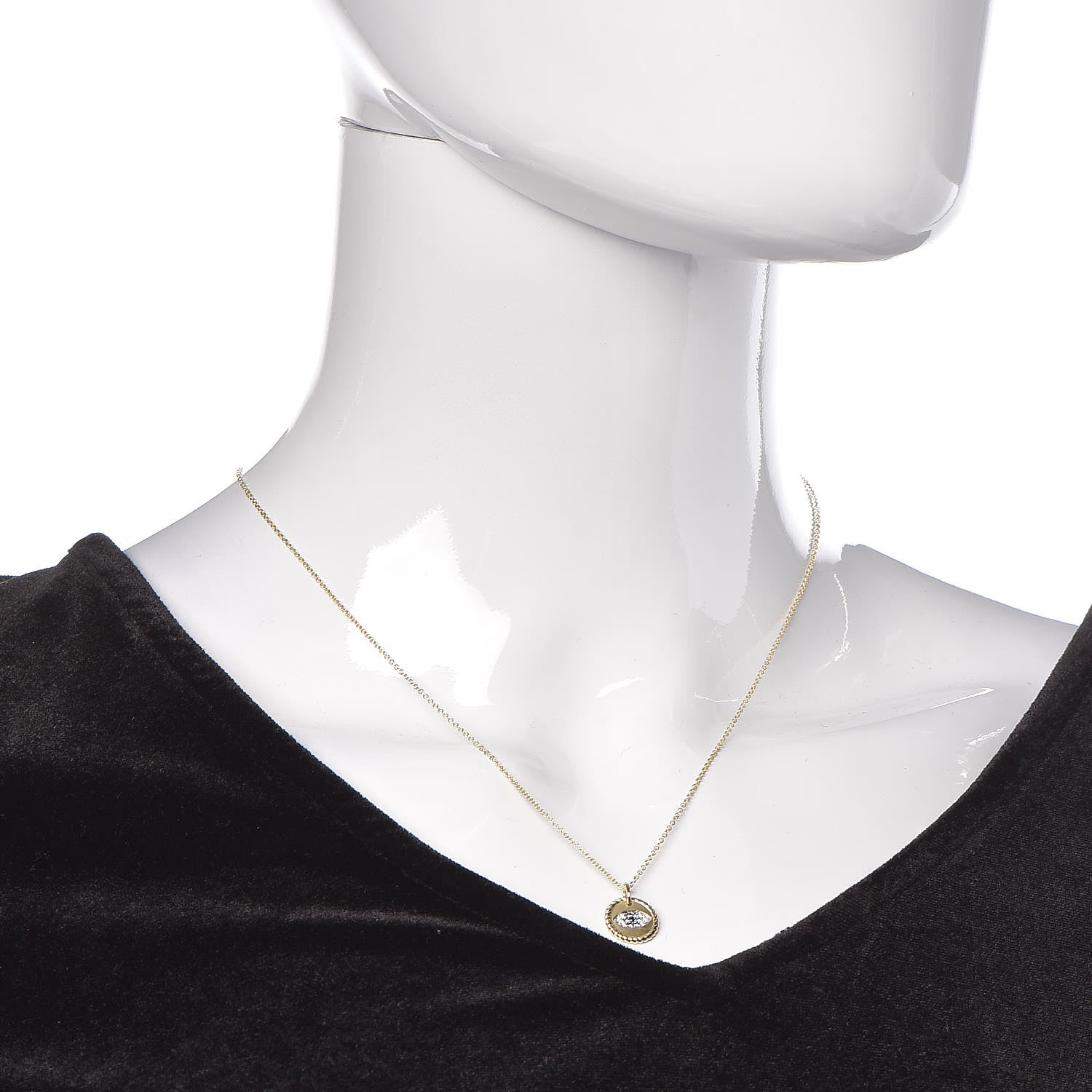 David Yurman 18K Yellow Gold Blue Sapphire Diamond Evil Eye Necklace 2 of 6