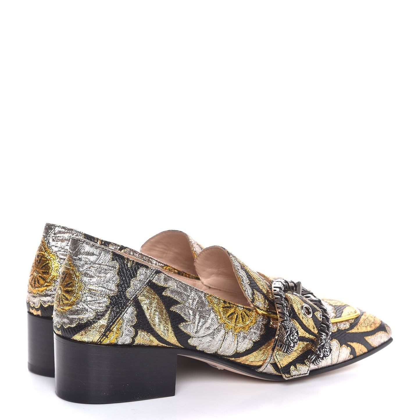 Brocade Floral Jacquard Dionysus Loafers 36 Black