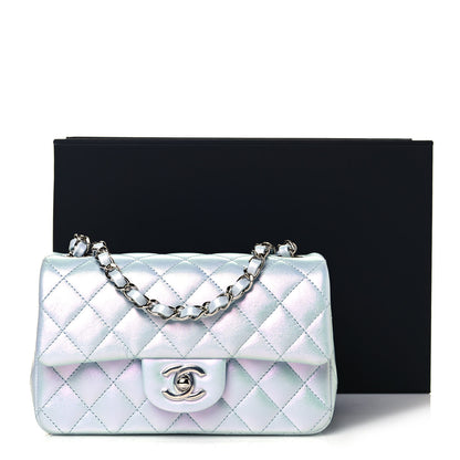 Chanel Iridescent Calfskin Quilted Mini Rectangular Flap Light Blue 11 of 11