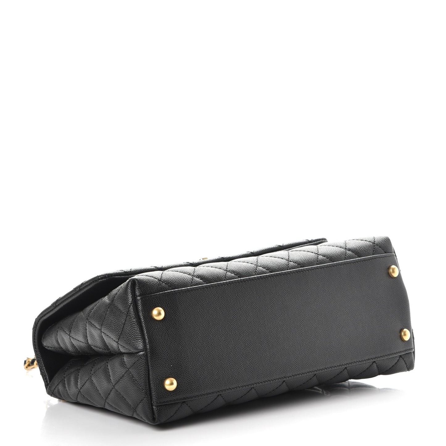 Caviar Lizard Quilted Small Coco Handle Flap Black