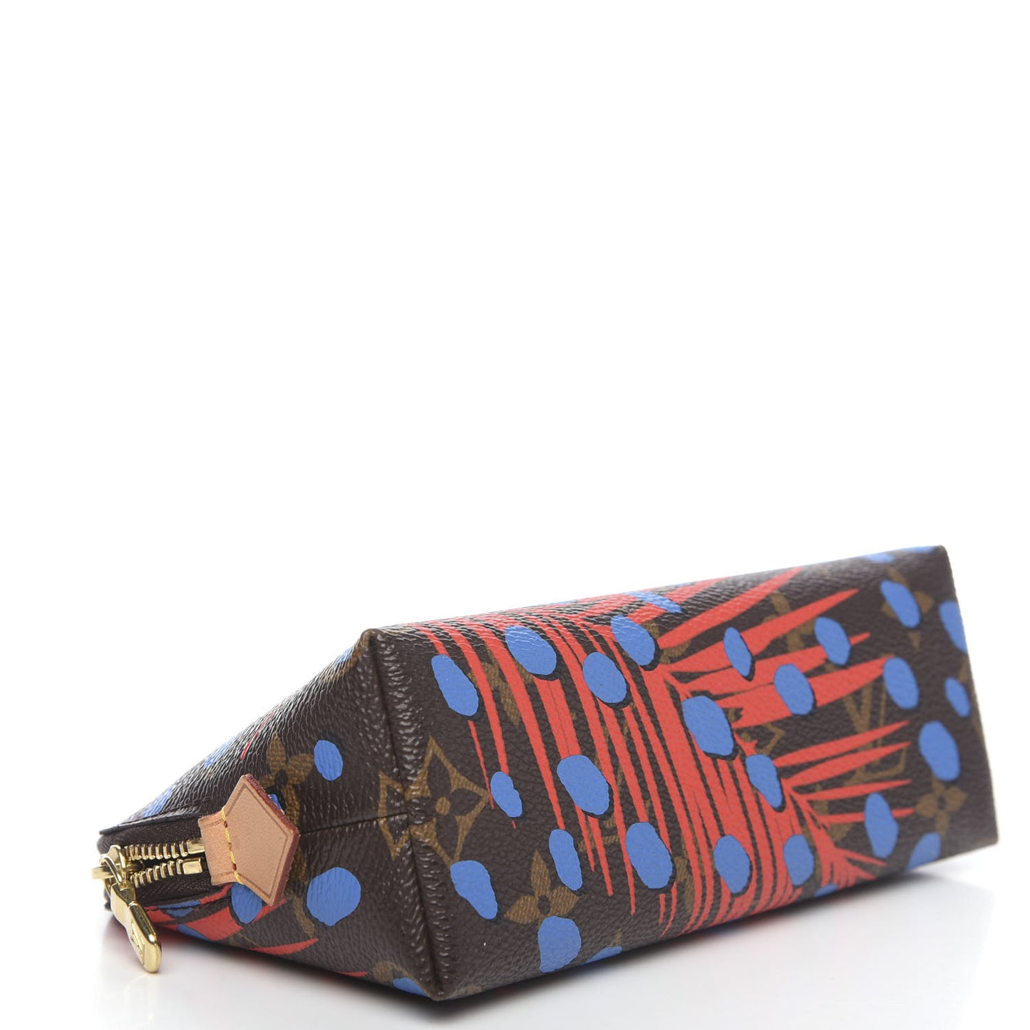 Monogram Jungle Dots Cosmetic Pouch Coquelicot Denim