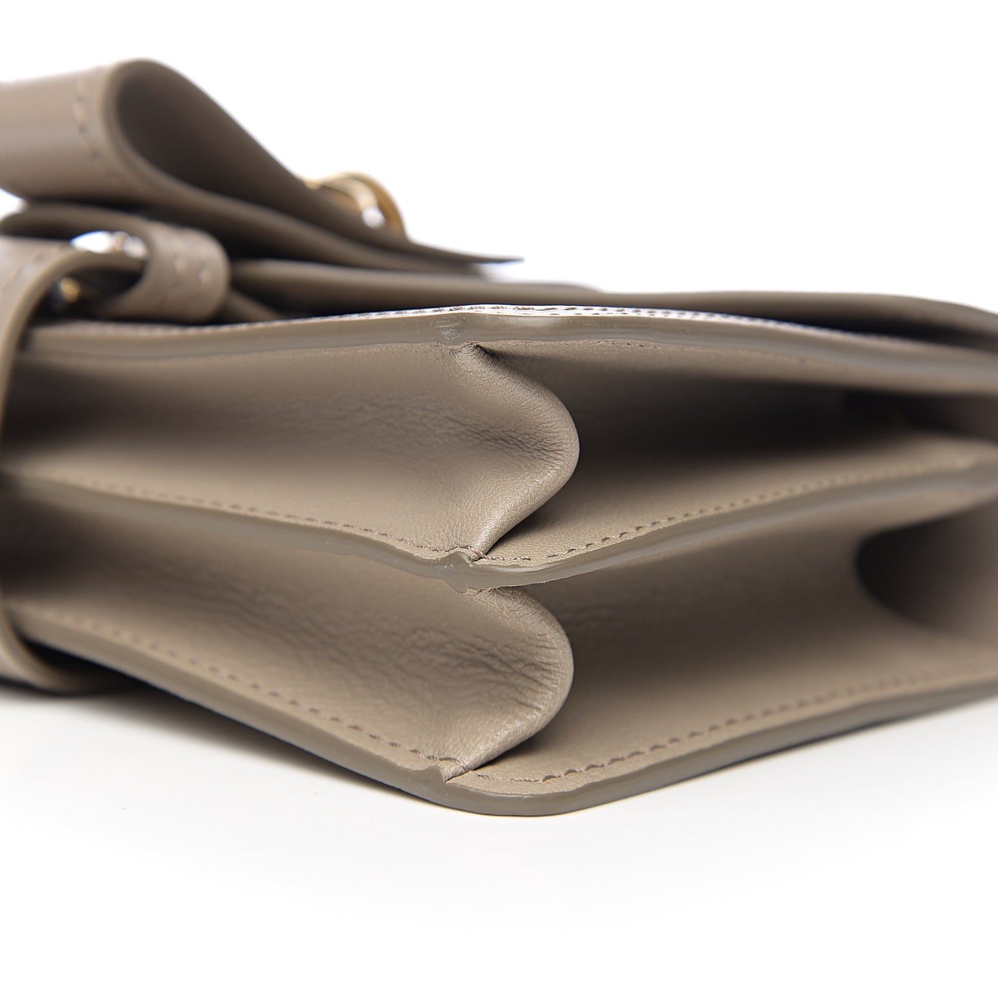 Shiny Goatskin Calfskin Aby Chain Shoulder Bag Motty Grey