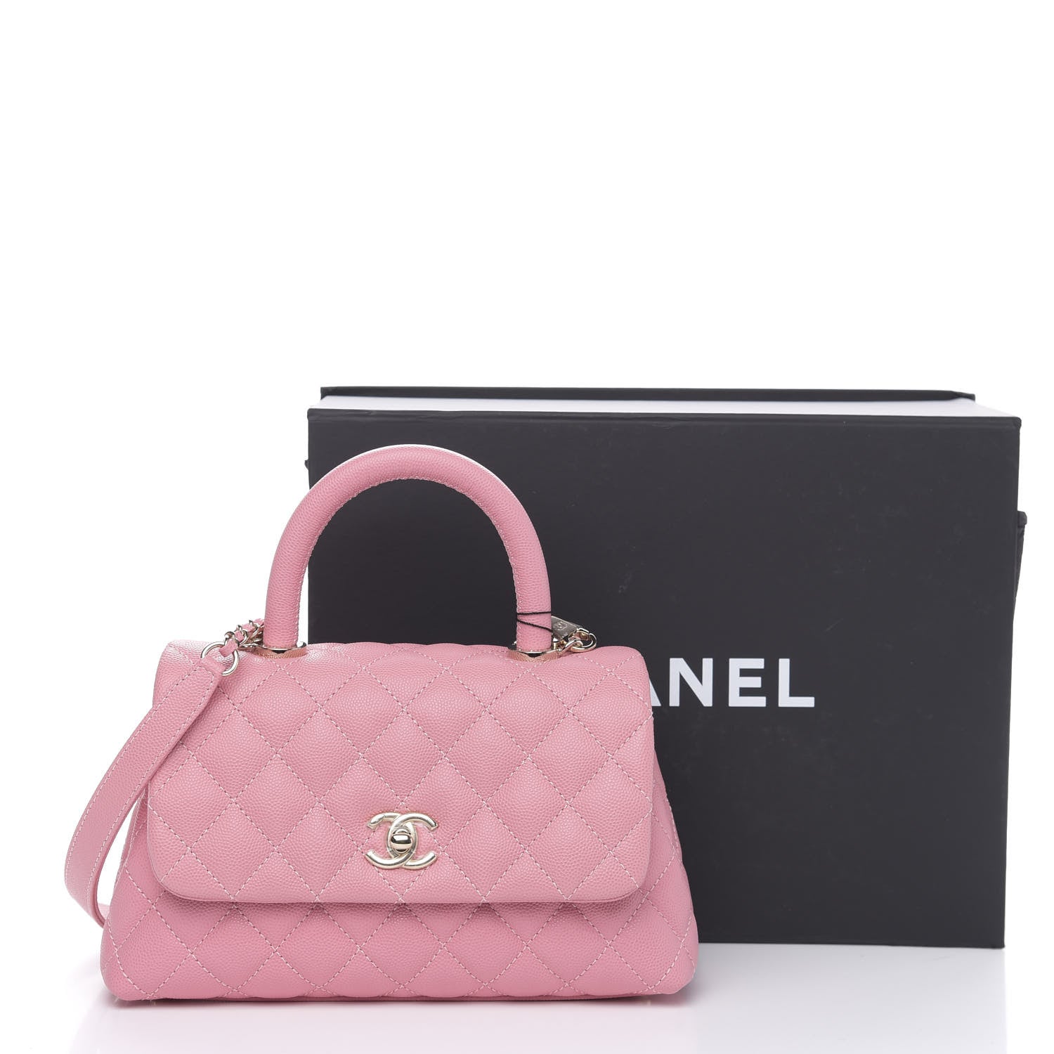 Chanel Caviar Quilted Mini Coco Handle Flap Pink 10 of 11